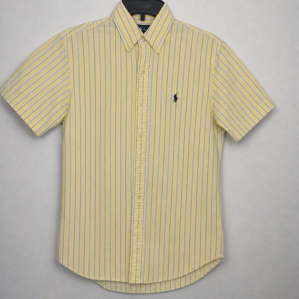 Polo Ralph Lauren Classic Fit Short Sleeve Button Up Shirt Men's Small Yellow